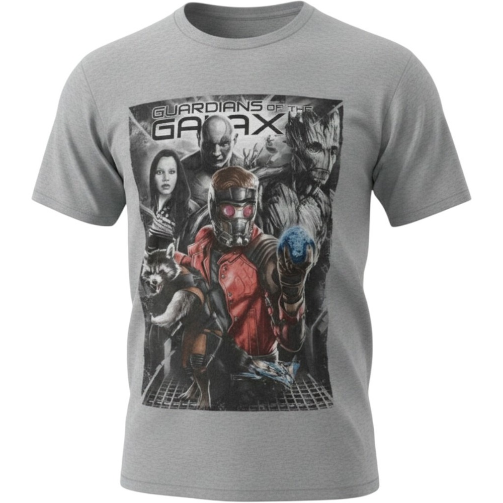 Marvel Guardians of the Galaxy T-Shirt Mens XL Grey Graphic Star-Lord Groot Tee